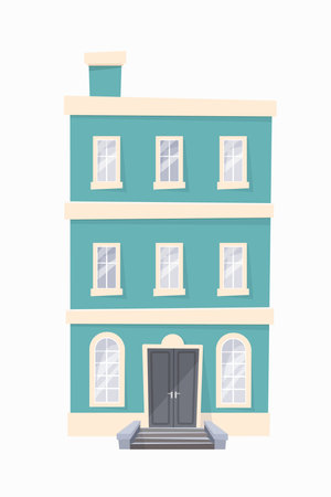 Contemporary flat illustration with green house building on white background for concept design.のイラスト素材