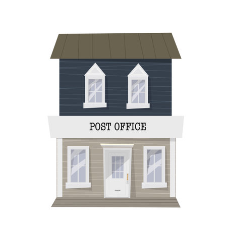 Flat illustration with post office for concept design. Mail service concept. Vector graphic illustration. Express delivery service. Send message concept.のイラスト素材