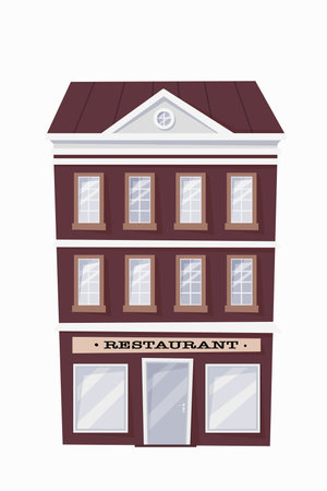 Restaurant house on white background. Cartoon vector illustration.のイラスト素材
