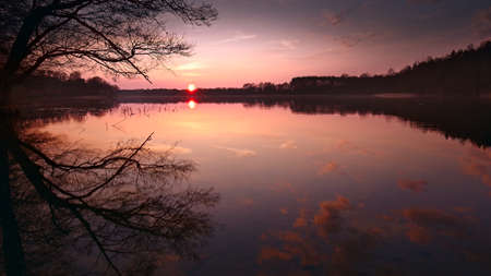 Sunset over the lake. Landscape photography.の写真素材