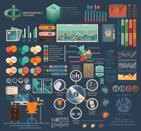 nfographics for the designers with workplace designerのイラスト素材