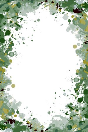 Khaki green isolated grunge splattered frame for flyers, posters, invitationsの写真素材
