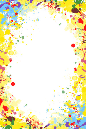 Yellow and blue isolated colorful splattered frame for flyers, posters, invitationsの写真素材