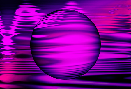 Abstract Ultra Violet Waves Holographic background with textured sphere. Synthwave. Vaporwave style. Retrowave, retro futurismの写真素材