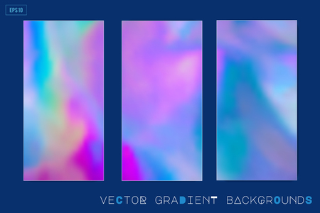 Abstract Modern pastel colored holographic vector gradient backgrounds in 80s style. Synthwave. Vaporwave style. Retrowave, retro futurism, webpunk. Modern screen design for mobile appのイラスト素材