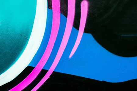 Closeup of colorful urban wall texture. Modern pattern for wallpaper design. Creative urban city background. Abstract open composition.の写真素材