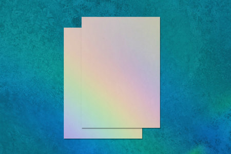 Two empty vertical rectangle poster mockup on blue background
