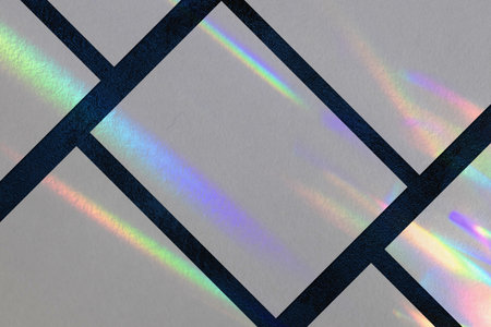 Many empty horizontal rectangle poster mockup on dark blue backgroundの写真素材