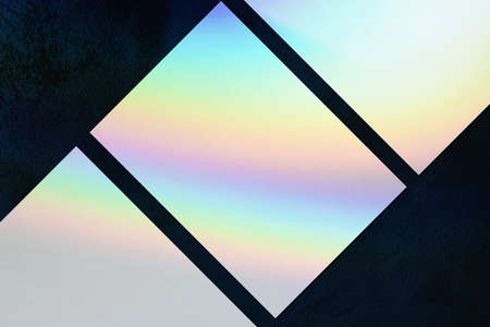 Three empty vertical rectangle poster mockup on dark backgroundの写真素材