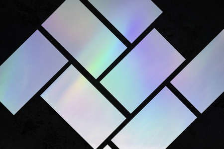 Many empty vertical rectangle poster mockup on dark blue backgroundの写真素材