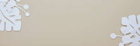 beige banner with beautiful floral white paper cut art