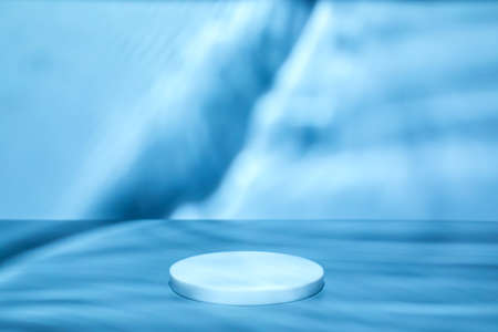 circle podium on blue background scene water waves shadows