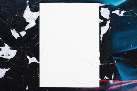colorful urban wall texture with wrinkled glued poster templateの写真素材