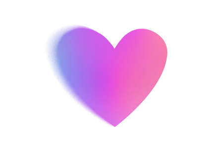 Pastel neon blurred heart shaped grainy gradient on whiteの写真素材