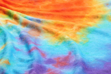 Abstract tie dye multicolor fabric cloth Boho pattern textureの写真素材