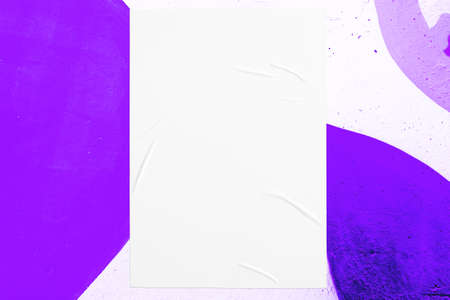 colorful urban wall texture with wrinkled glued poster templateの写真素材
