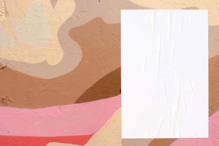 colorful urban wall texture with wrinkled glued poster template