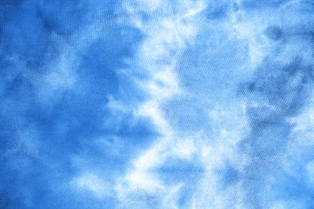 Abstract blue tie dye fabric cloth boho pattern textureの写真素材