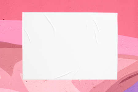 colorful urban wall texture with wrinkled glued poster templateの写真素材