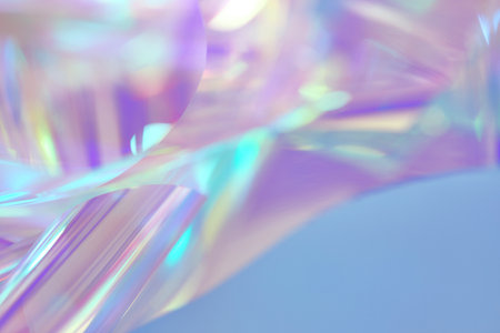 Abstract blurred purple holographic metallic foil background with copy spaceの写真素材