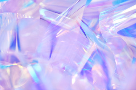 pastel neon blue, purple, lavender, mint holographic metallic foil backgroundの写真素材