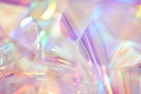 pastel neon pink, purple, orange, yellow holographic metallic foil backgroundの写真素材