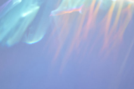 Abstract ethereal rainbow light overlay effect, holographic light refractionの写真素材