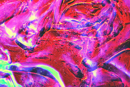 Abstract purple, green, orange cosmetic gel serum background texture