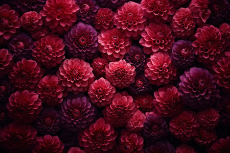 Full frame bright magenta pink dahlia flowers pattern background textureの素材