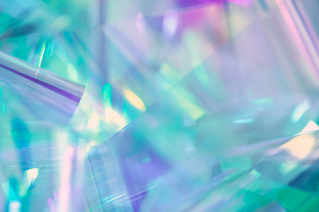 blurred pastel neon mint, blue, purple holographic metallic foil backgroundの写真素材
