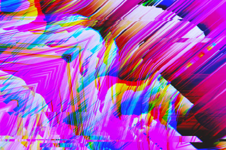 Motion Glitch Multicolored Distorted textured psychedelic backgroundの写真素材