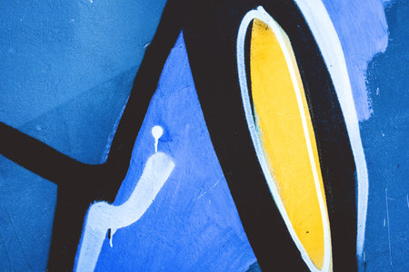 Abstract Urban Graffiti in Blue Yellow Black for 90s, Y2K Street Style