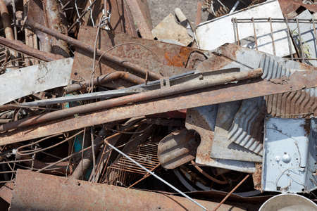 A pile of old rusty iron prepared for recycling.