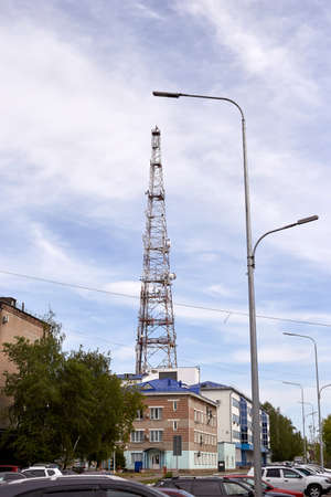 Urban Metal Cellular Antenna, Signal Transmission Tower.のeditorial素材