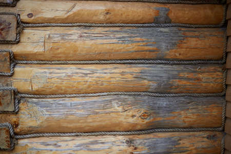 Photo wall of logs old building texture, background for design.の写真素材