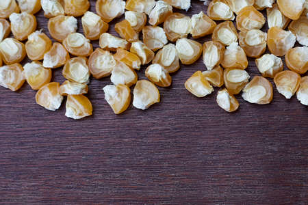 Yellow corn seeds with empty space for text for designの写真素材