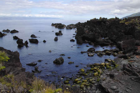 The small creek, Prainha village, Pico island, Azoresの写真素材