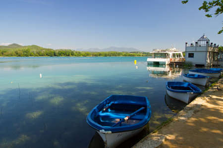 A small marina on the Lake of Banyoles, in Catalonia, Spainの写真素材