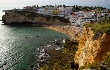 Carvoeiro in the Algarve in Portugal with the atlantic oceanの写真素材