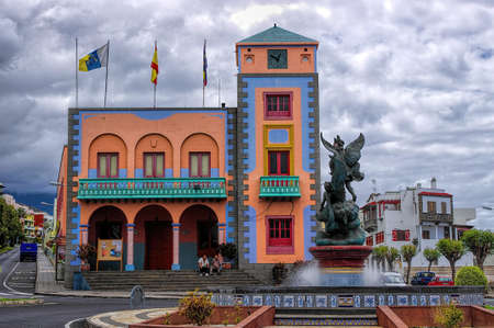 Central square in Tazacorte town, La Palma island, Canary, Spainのeditorial素材