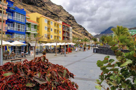 PUERTO DE TAZACORTE, SPAIN - CIRCA MAY 2014, Promenade with pubs and restaurants in center of Puerto de Tazacorte, the most famous coast resort on La Palma the fifth largest island of the seven main Canary Islandsのeditorial素材