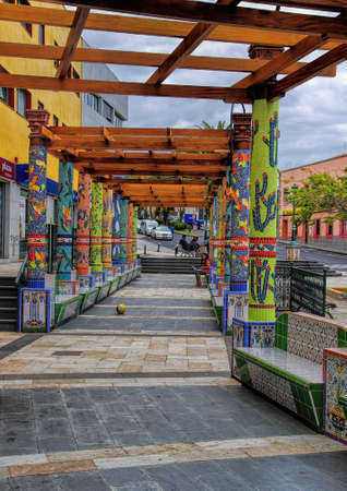 TAZACORTE, SPAIN - CIRCA MAY 2014, Central square in Tazacorte town on La Palma the fifth largest island of the seven main Canary Islandsのeditorial素材