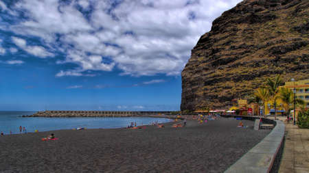 Beach  in center of Puerto de Tazacorte, La Palma, Canary, Spainのeditorial素材