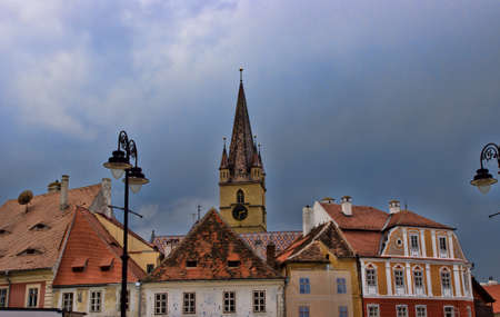 The clock tower of the Sibiu - city in Transylvania  It was designated a European Capital of Culture for the year 2007, Romaniaのeditorial素材