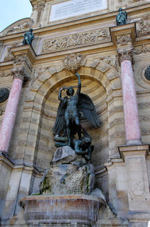 Paris. Fragment of the fountain of Saint-Michelの写真素材