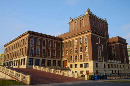 The palace of Zaglebie culture, building in the socrealism style, the first building in this style in Poland inscribed on the list of monuments. Center of Dabrowa Gornicza town, Silesia region, Polandのeditorial素材