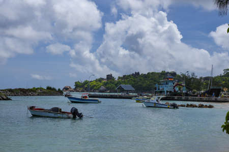 Little port of La Passe Seychelles island, Seychellesの写真素材