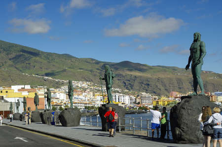 Guanche indian statue located at Plaza de la Patrona de Canarias at Candelaria, Tenerife, Canarian Island, Spain.のeditorial素材