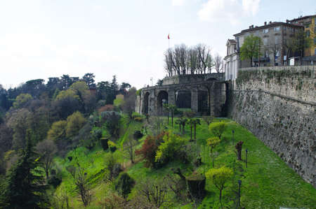 BERGAMO, ITALY - 29 MARCH 2016: View of picturesque ancient italian town Bergamo on 29 March 2016のeditorial素材