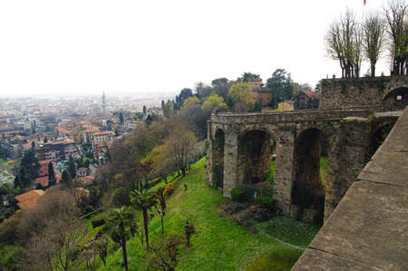 BERGAMO, ITALY - 29 MARCH 2016: View of picturesque ancient italian town Bergamo on 29 March 2016のeditorial素材